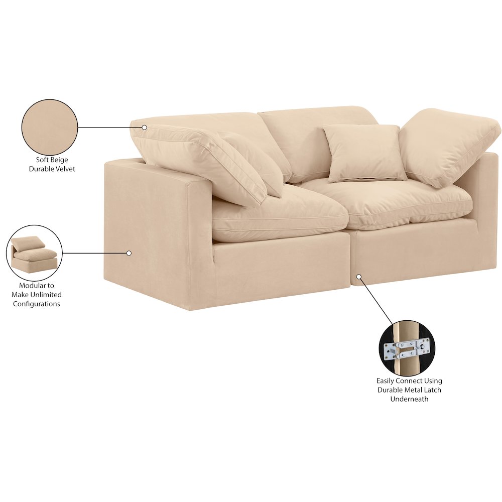 Indulge Beige Velvet Modular Sofa