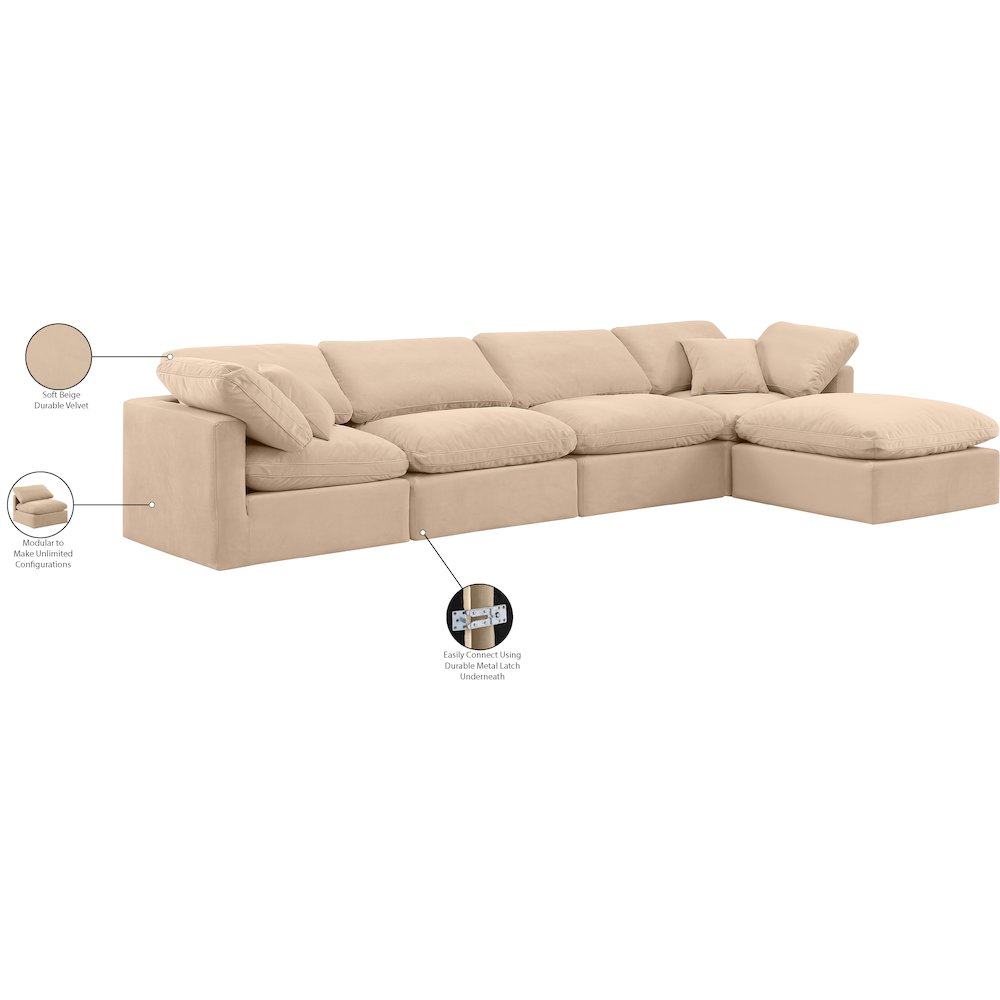 Indulge Beige Velvet Modular Sectional