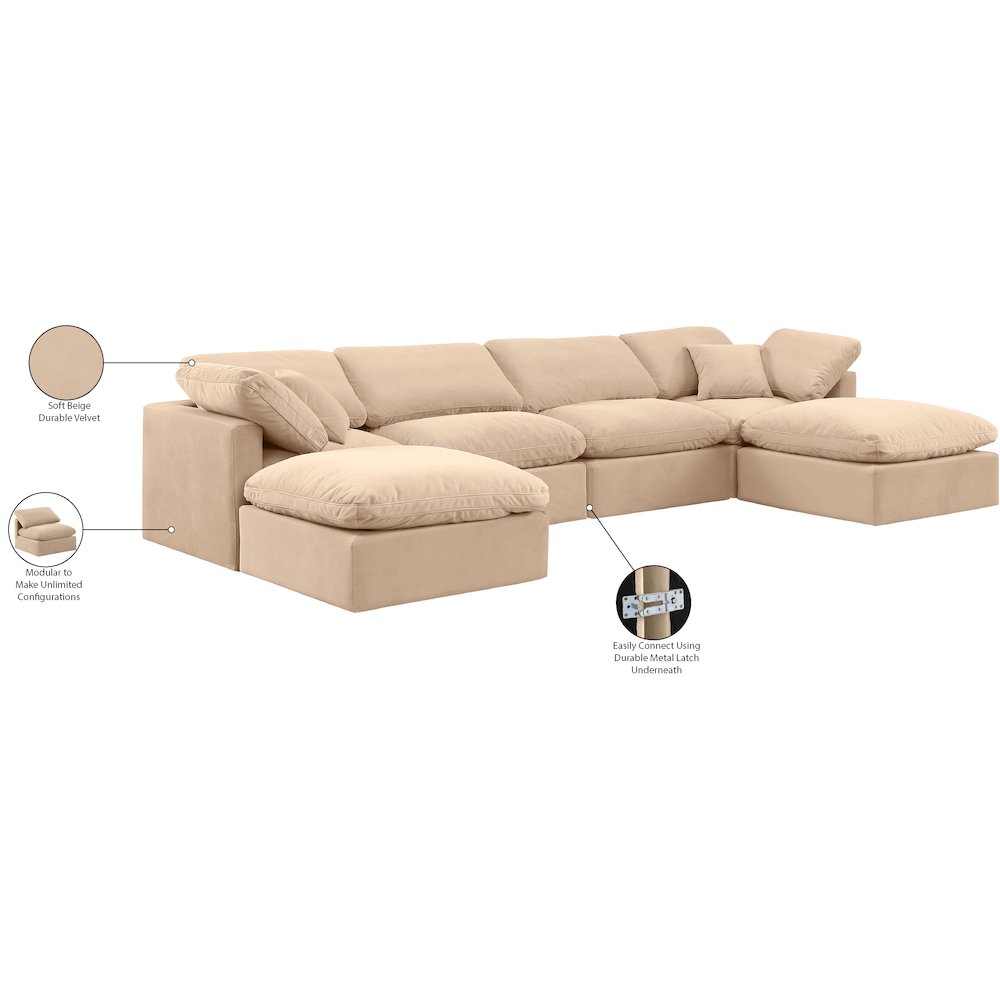 Indulge Beige Velvet Modular Sectional