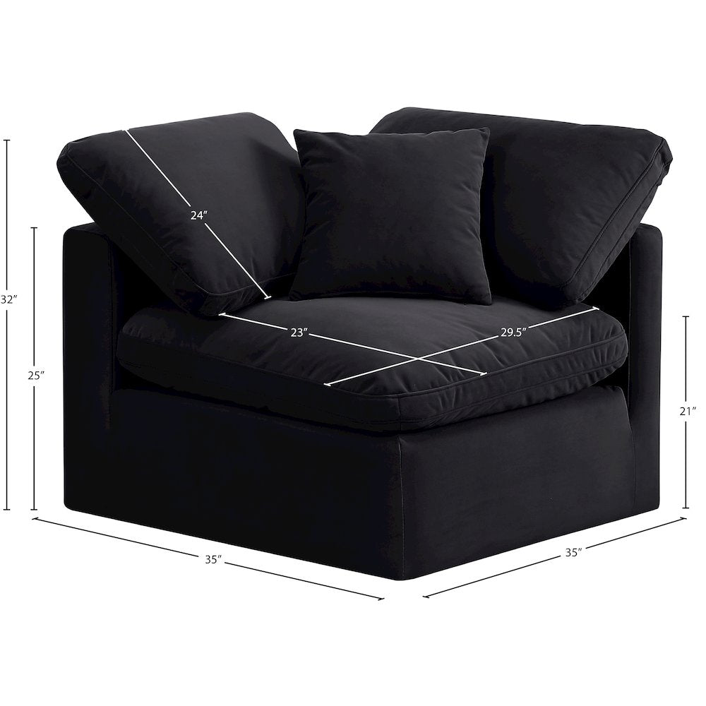 Indulge Black Velvet Corner Chair