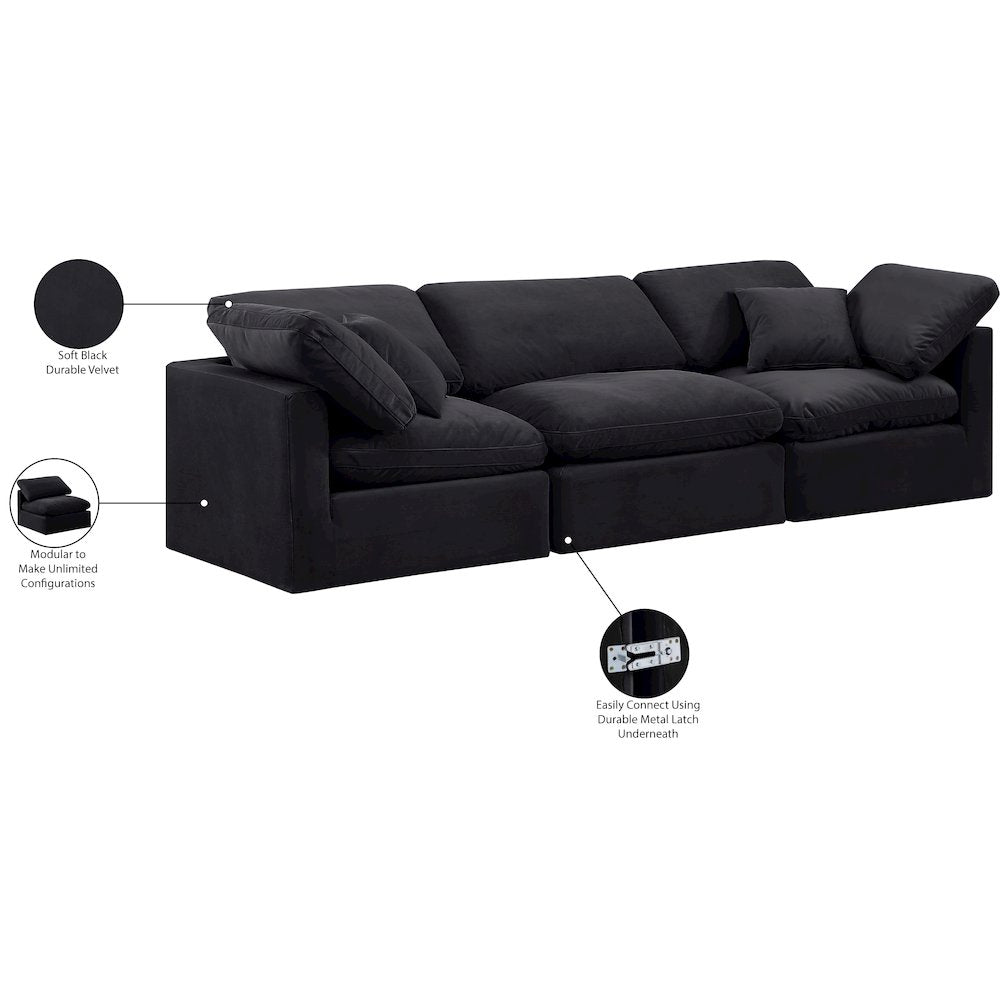 Indulge Black Velvet Modular Sofa