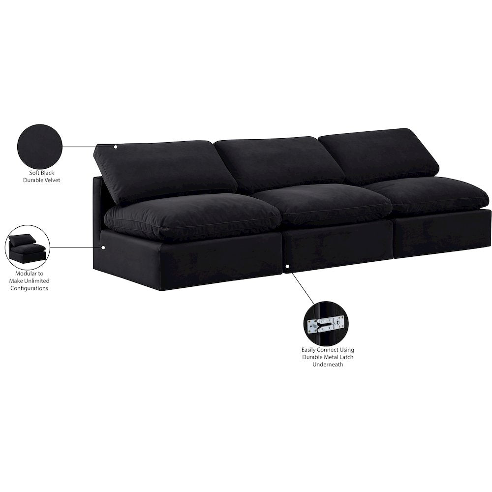 Indulge Black Velvet Modular Sofa