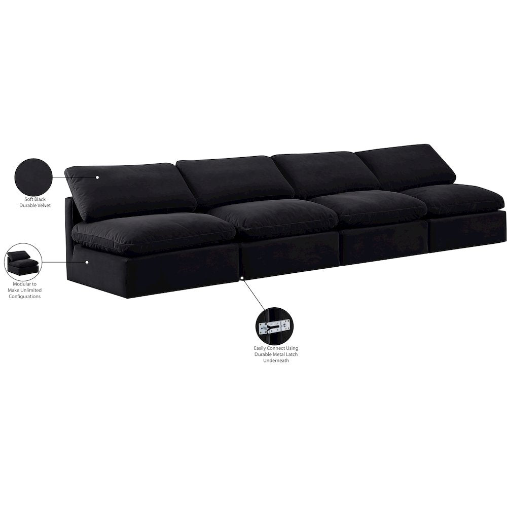 Indulge Black Velvet Modular Sofa