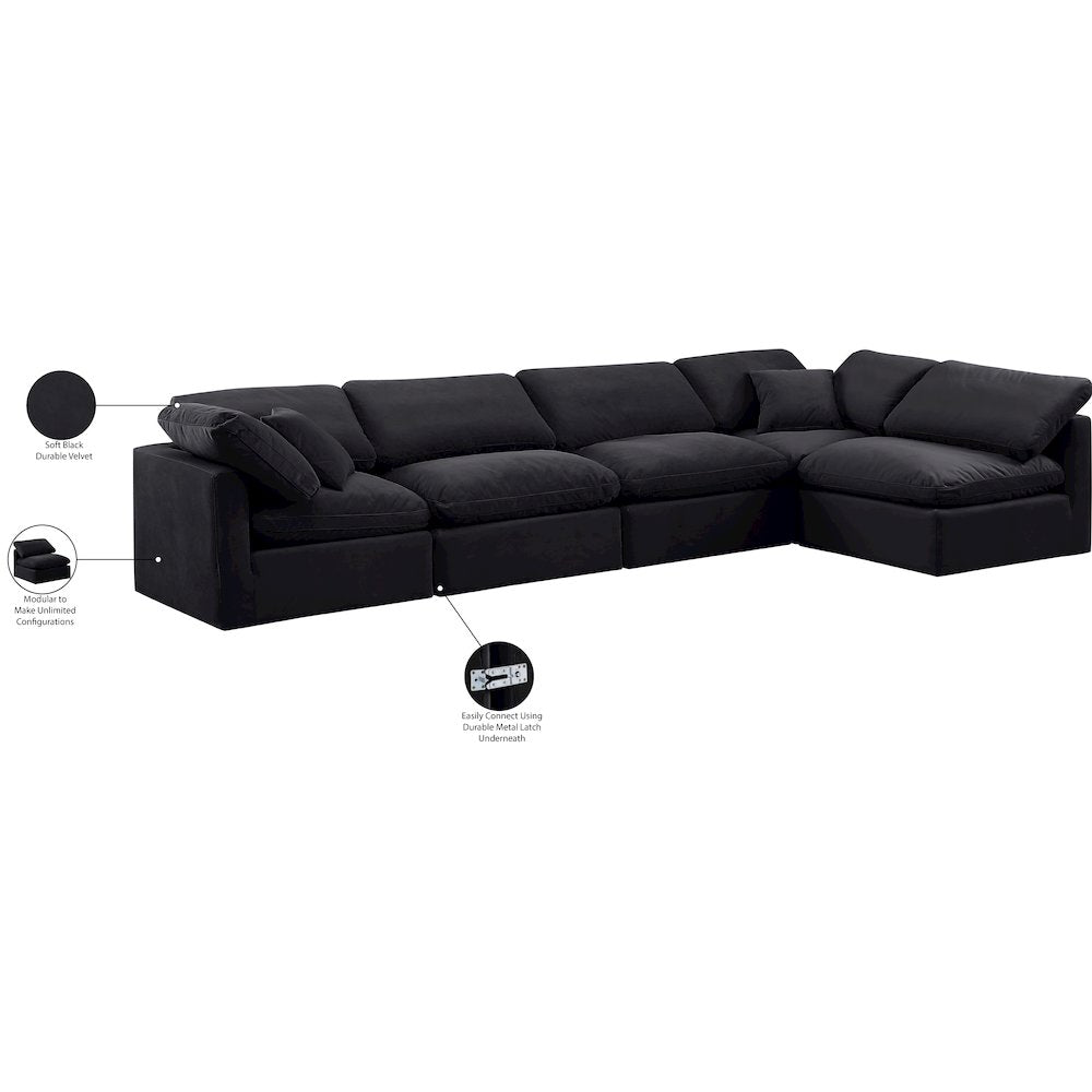 Indulge Black Velvet Modular Sectional