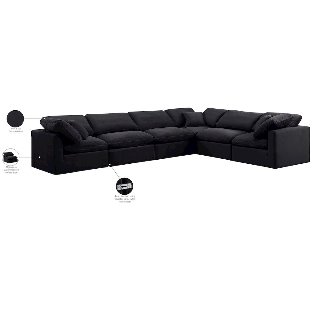 Indulge Black Velvet Modular Sectional