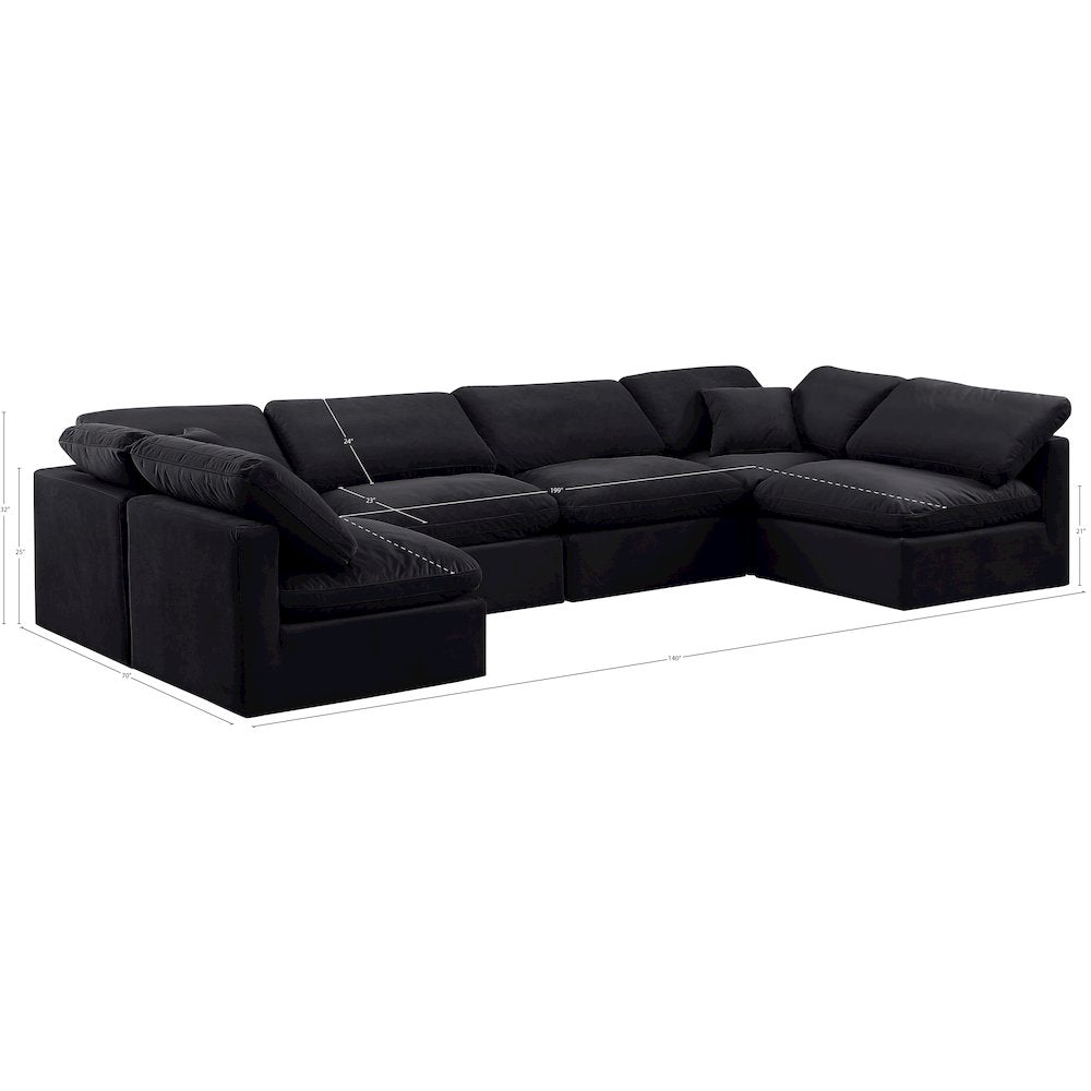 Indulge Black Velvet Modular Sectional