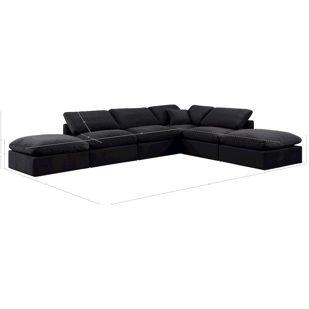 Indulge Black Velvet Modular Sectional
