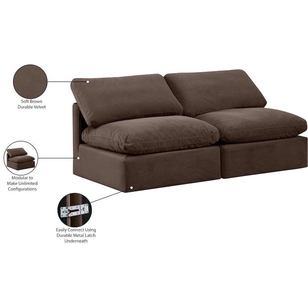 Indulge Brown Velvet Modular Sofa