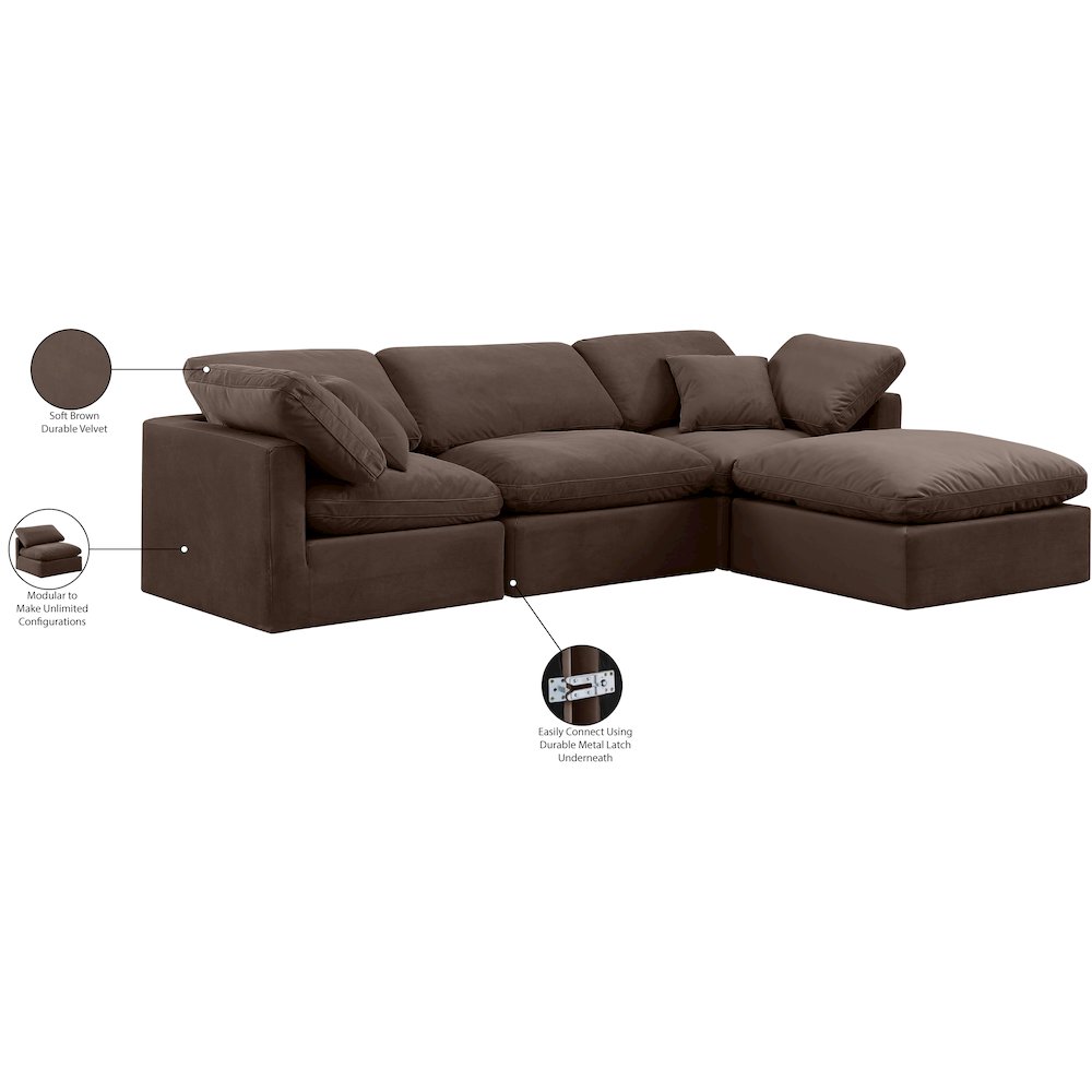 Indulge Brown Velvet Modular Sectional