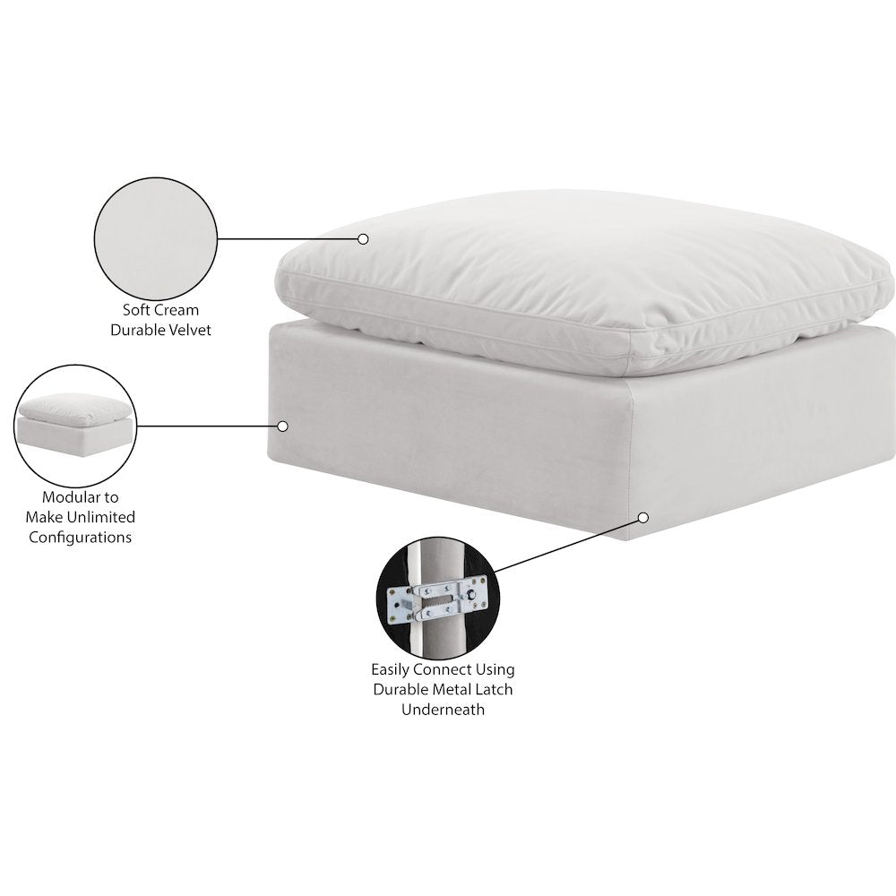 Indulge Cream Velvet Ottoman
