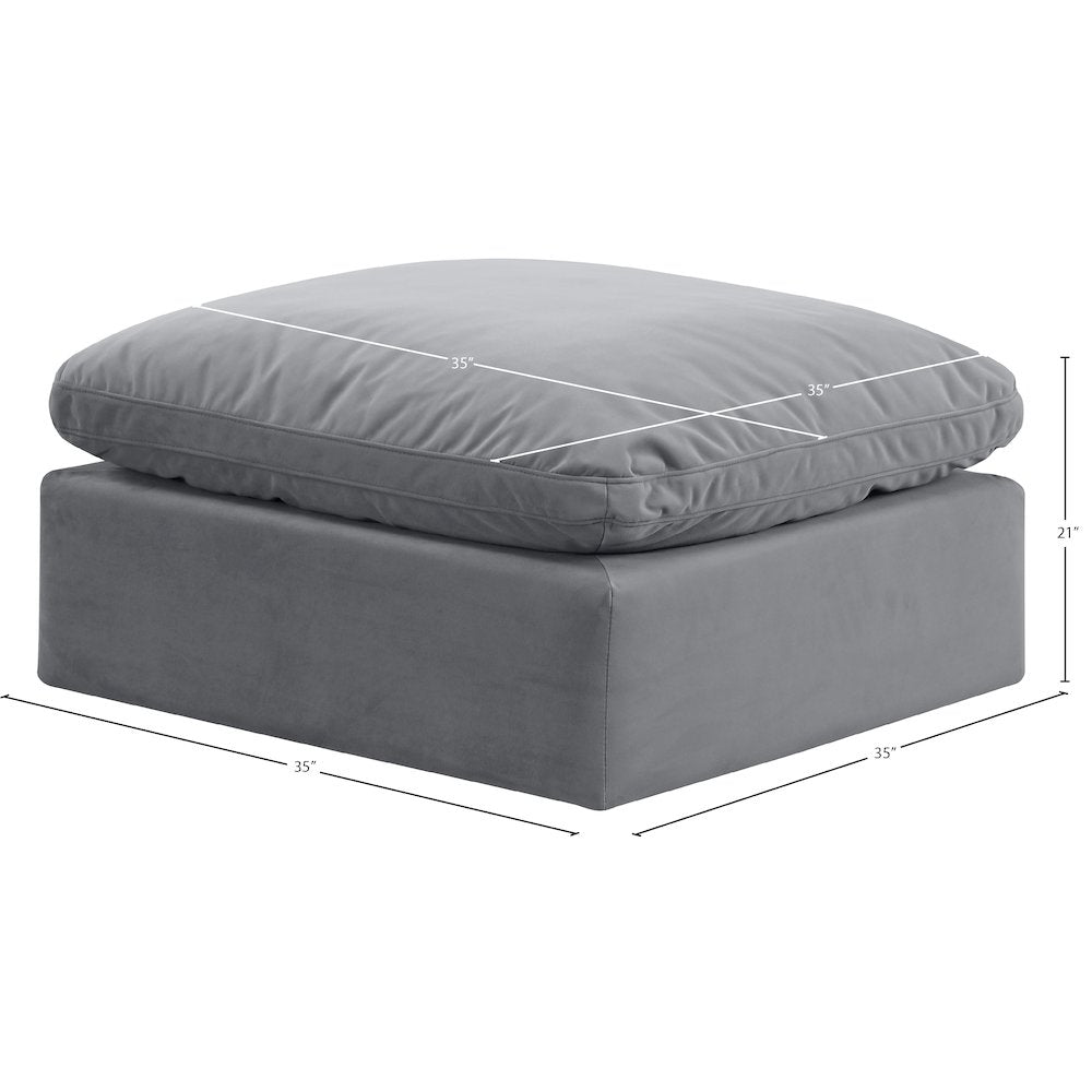 Indulge Grey Velvet Ottoman