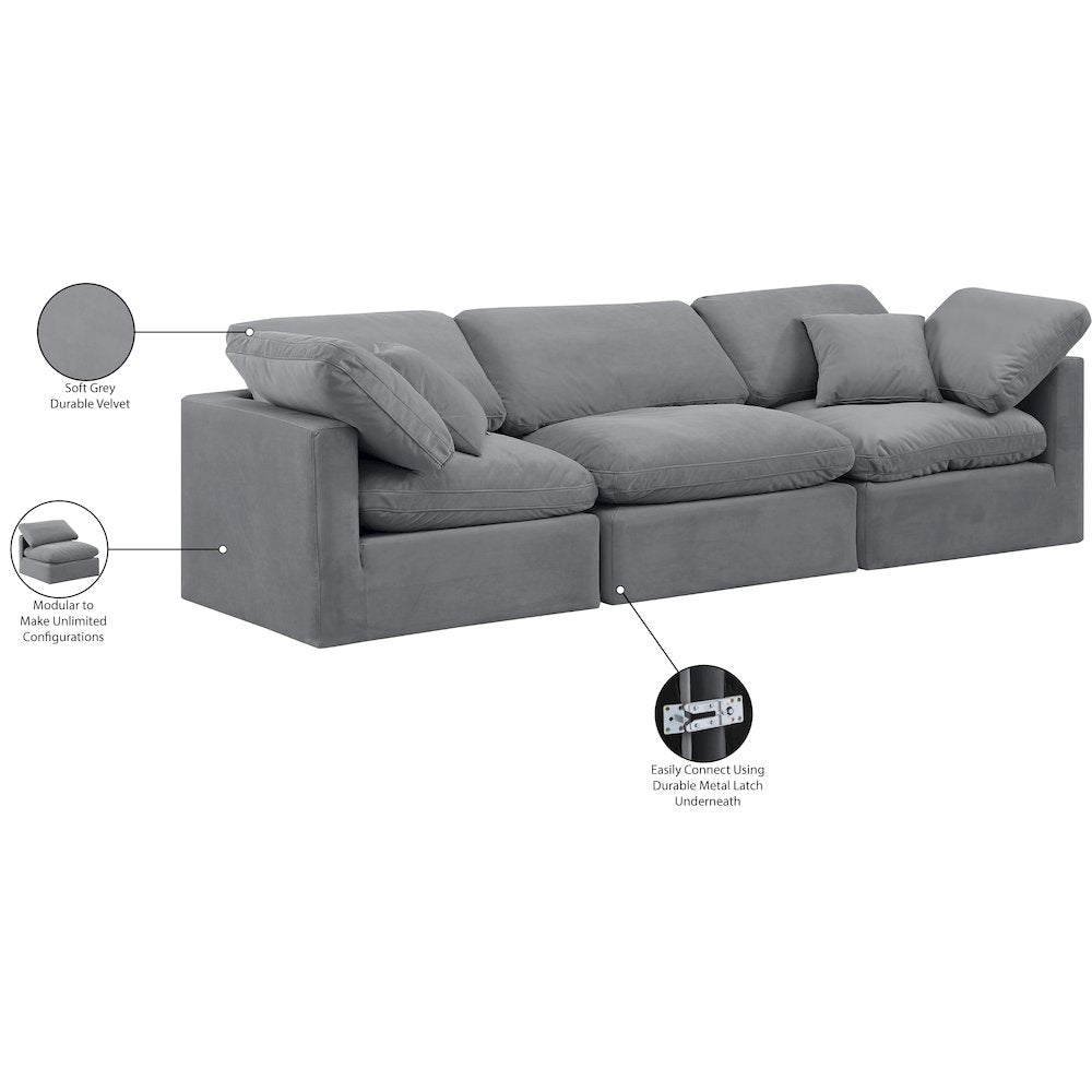 Indulge Grey Velvet Modular Sofa