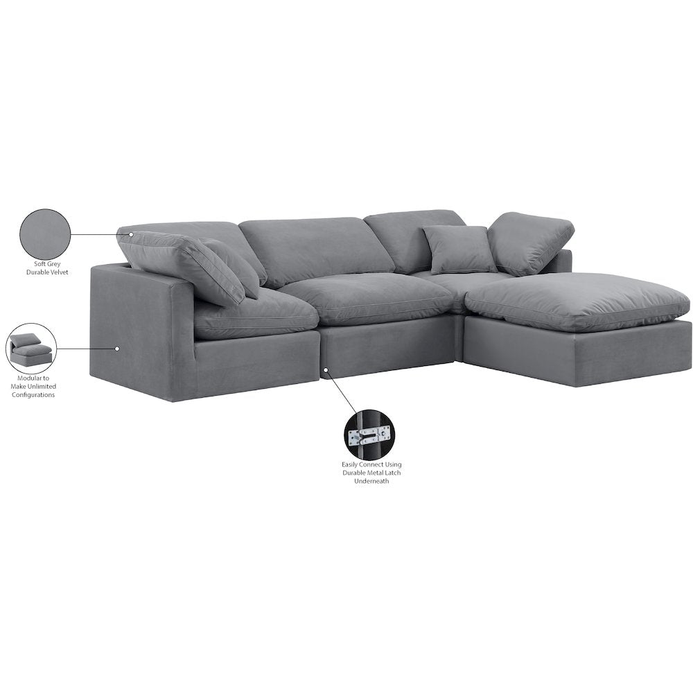 Indulge Grey Velvet Modular Sectional