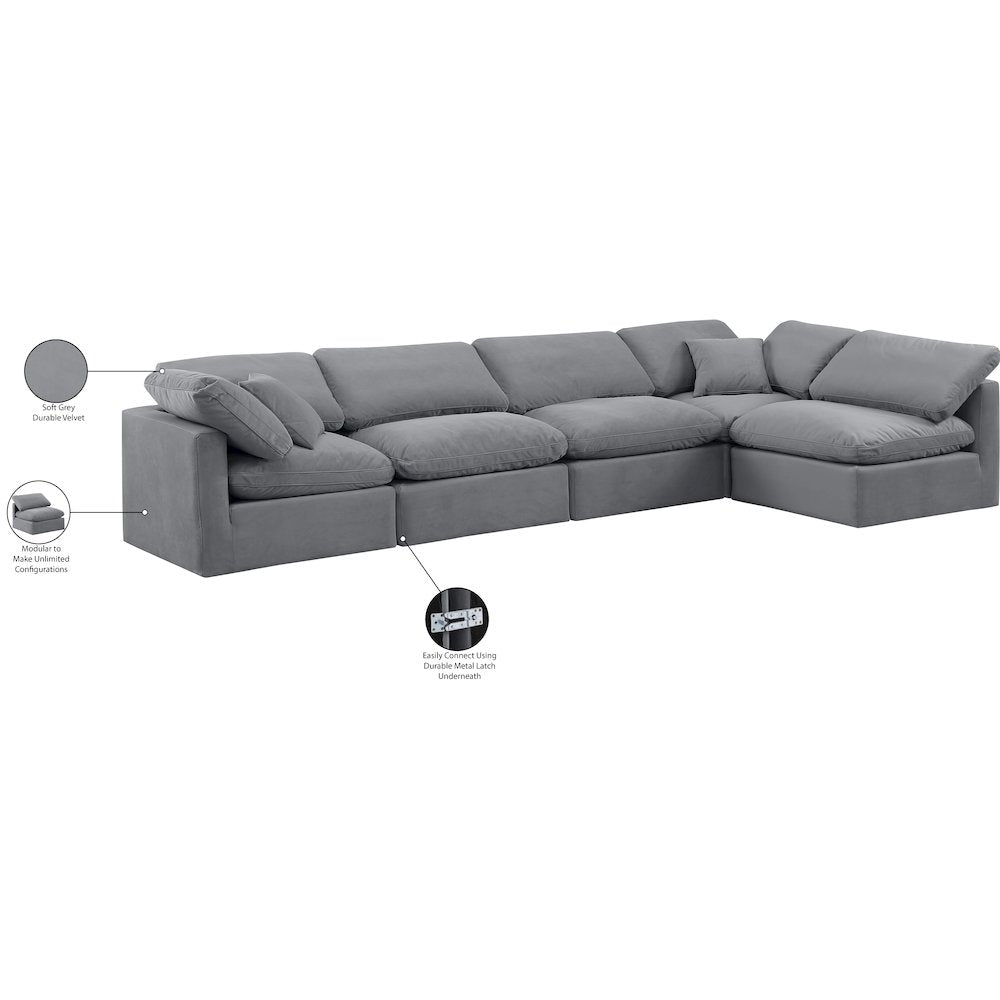 Indulge Grey Velvet Modular Sectional