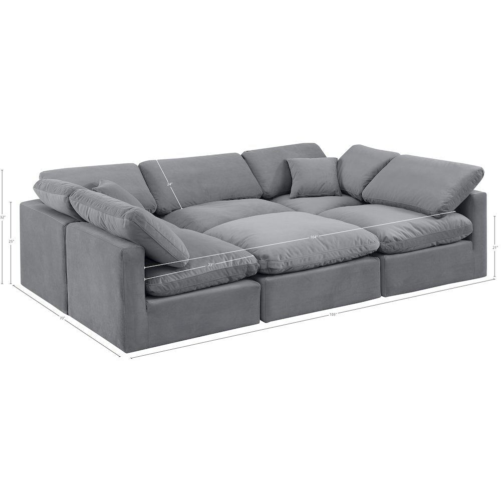 Indulge Grey Velvet Modular Sectional