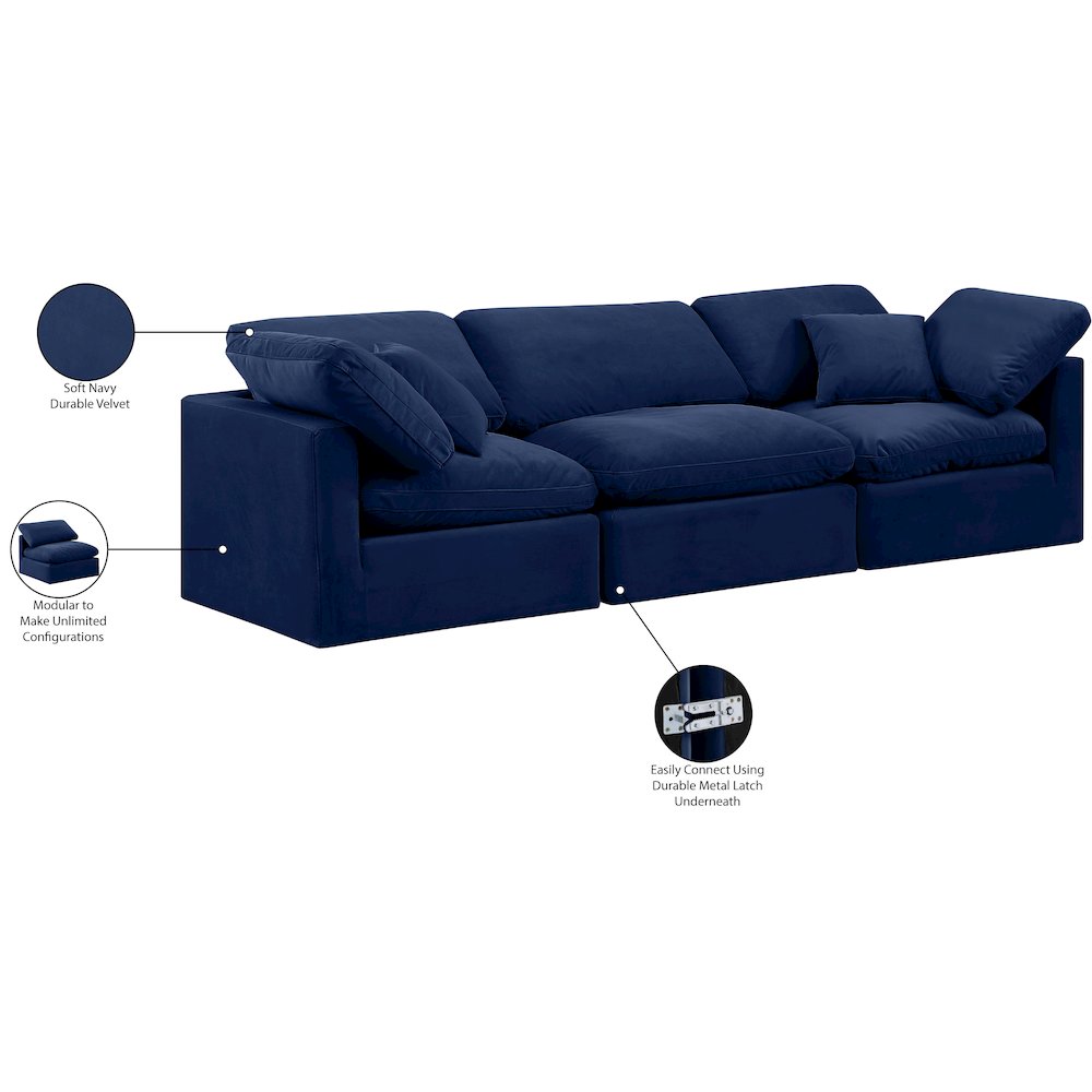 Indulge Navy Velvet Modular Sofa