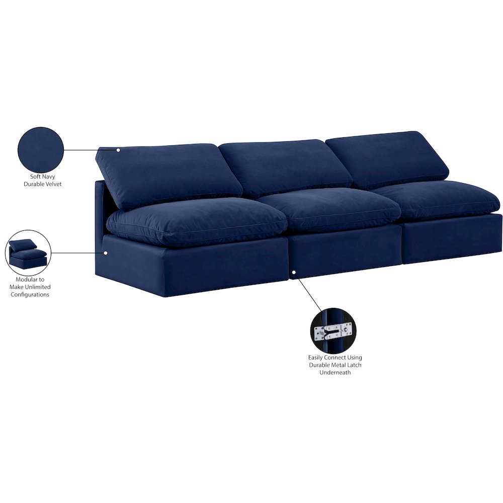Indulge Navy Velvet Modular Sofa