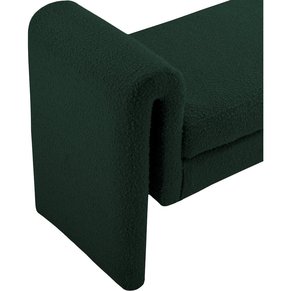 Stylus Green Boucle Fabric Bench