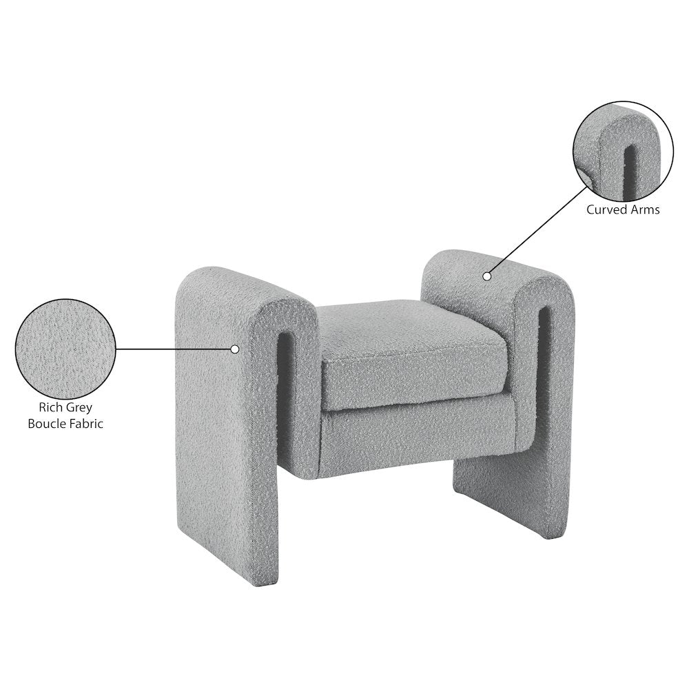 Stylus Grey Boucle Fabric Bench
