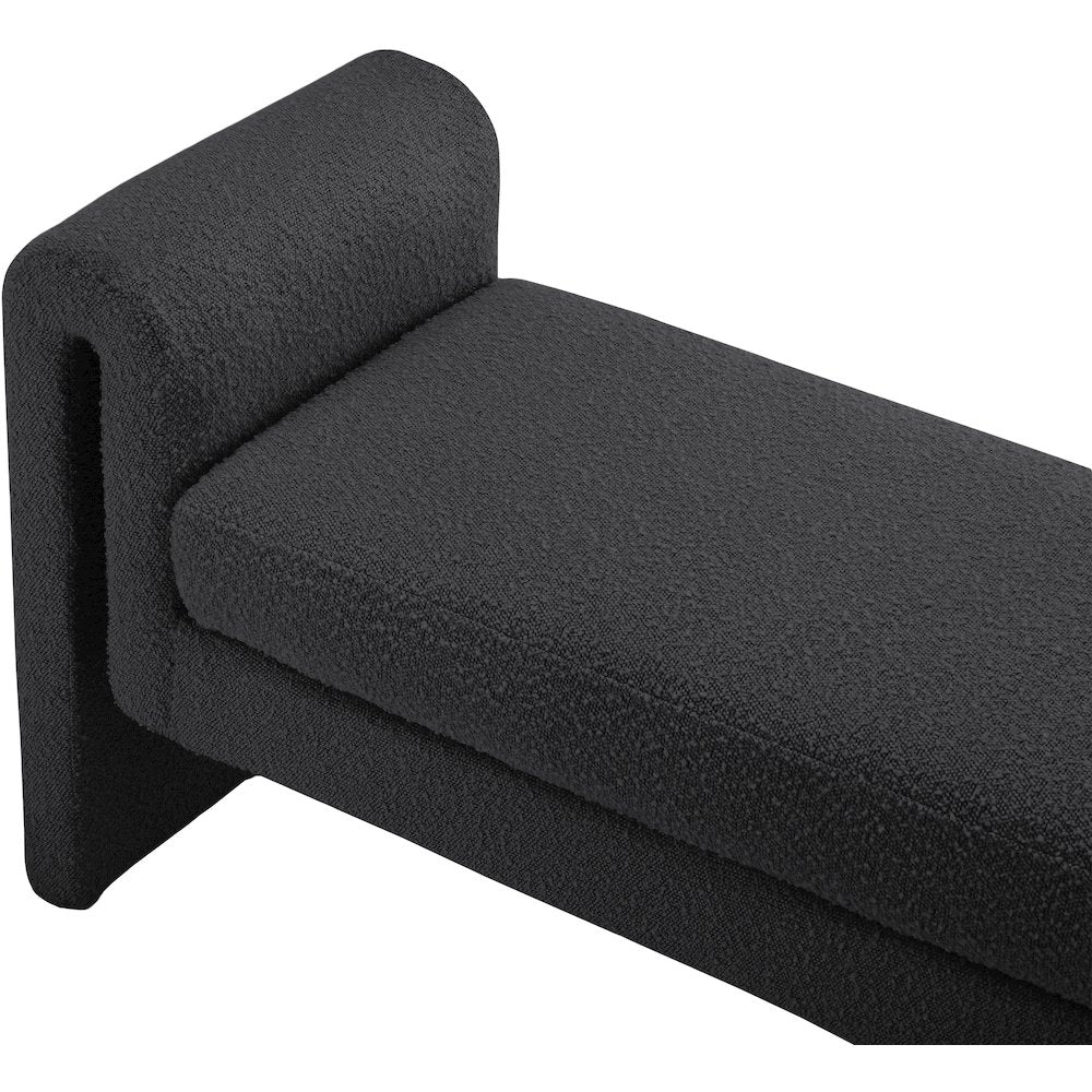 Stylus Black Boucle Fabric Bench