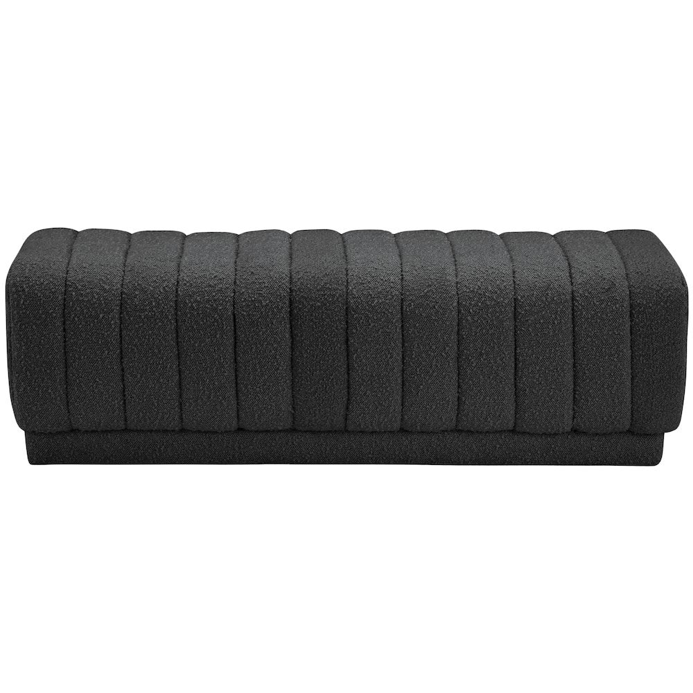 Heathrow Black Boucle Fabric Ottoman/Bench