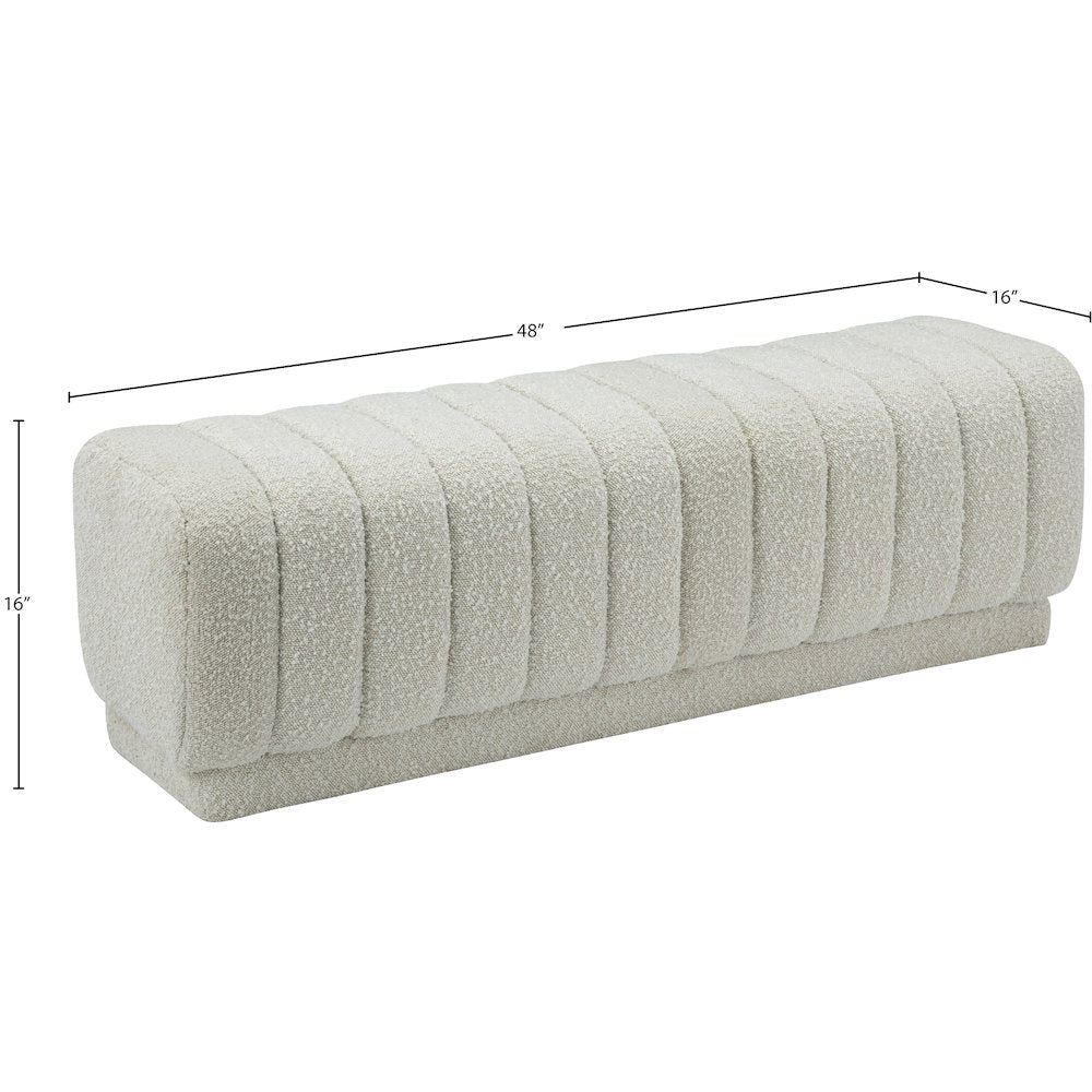 Heathrow Cream Boucle Fabric Ottoman/Bench