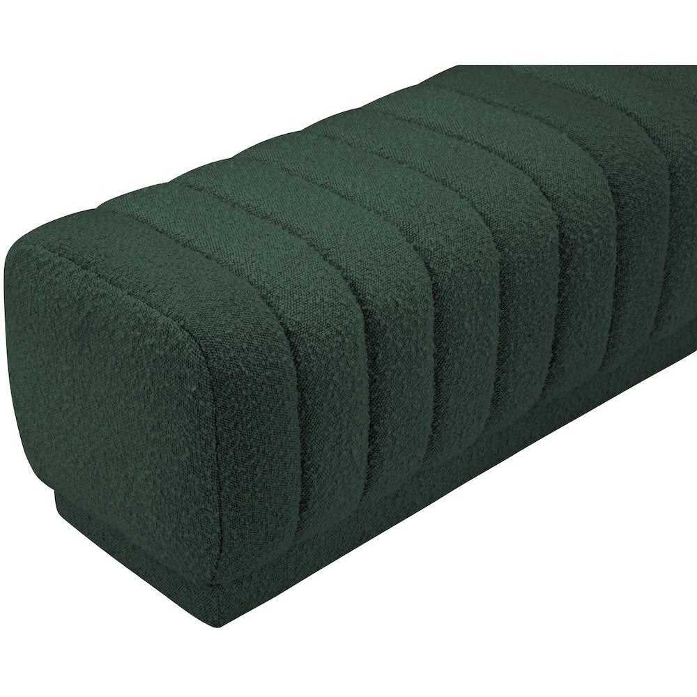 Heathrow Green Boucle Fabric Ottoman/Bench