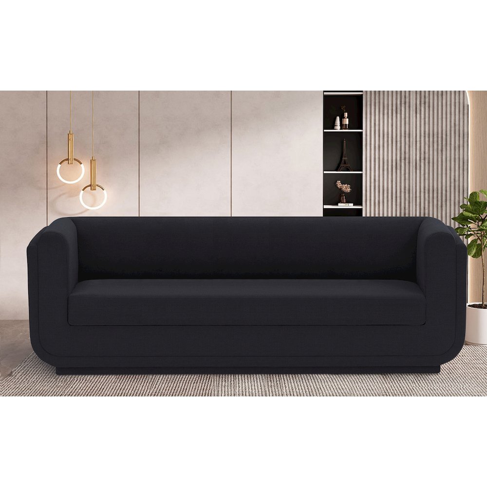 Kimora Black Linen Textured Fabric Sofa