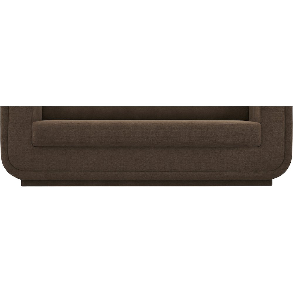 Kimora Brown Linen Textured Fabric Loveseat