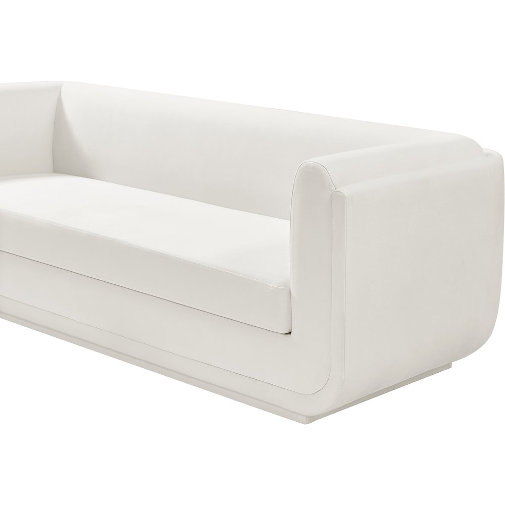 Kimora Cream Linen Textured Fabric Loveseat