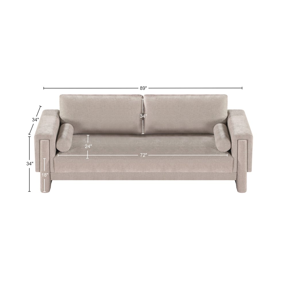 Madeline Beige Chenille Fabric Sofa