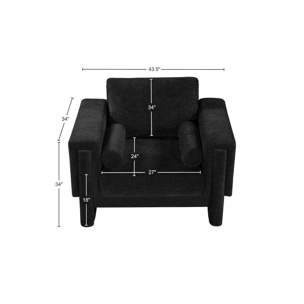 Madeline Black Chenille Fabric Chair