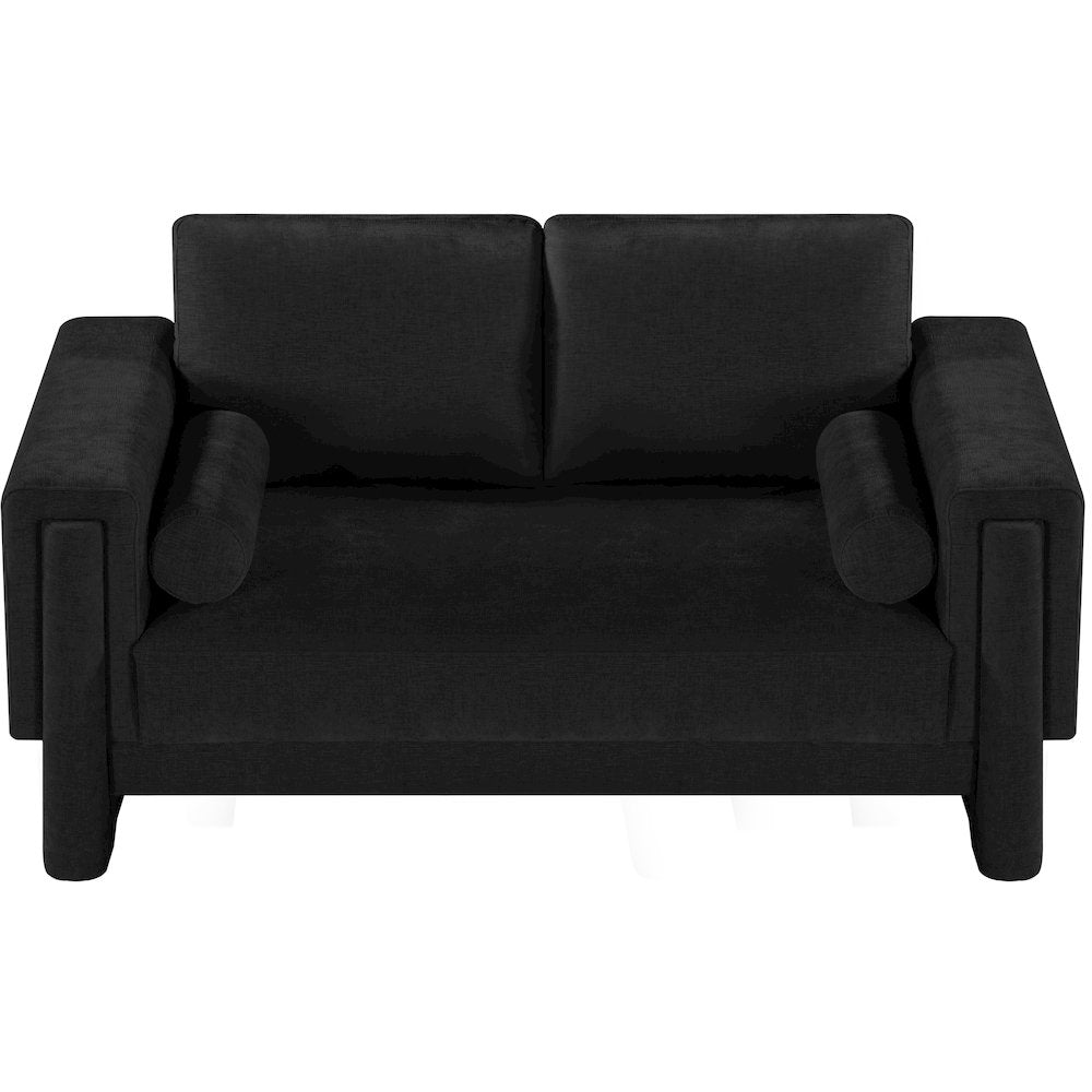 Madeline Black Chenille Fabric Loveseat