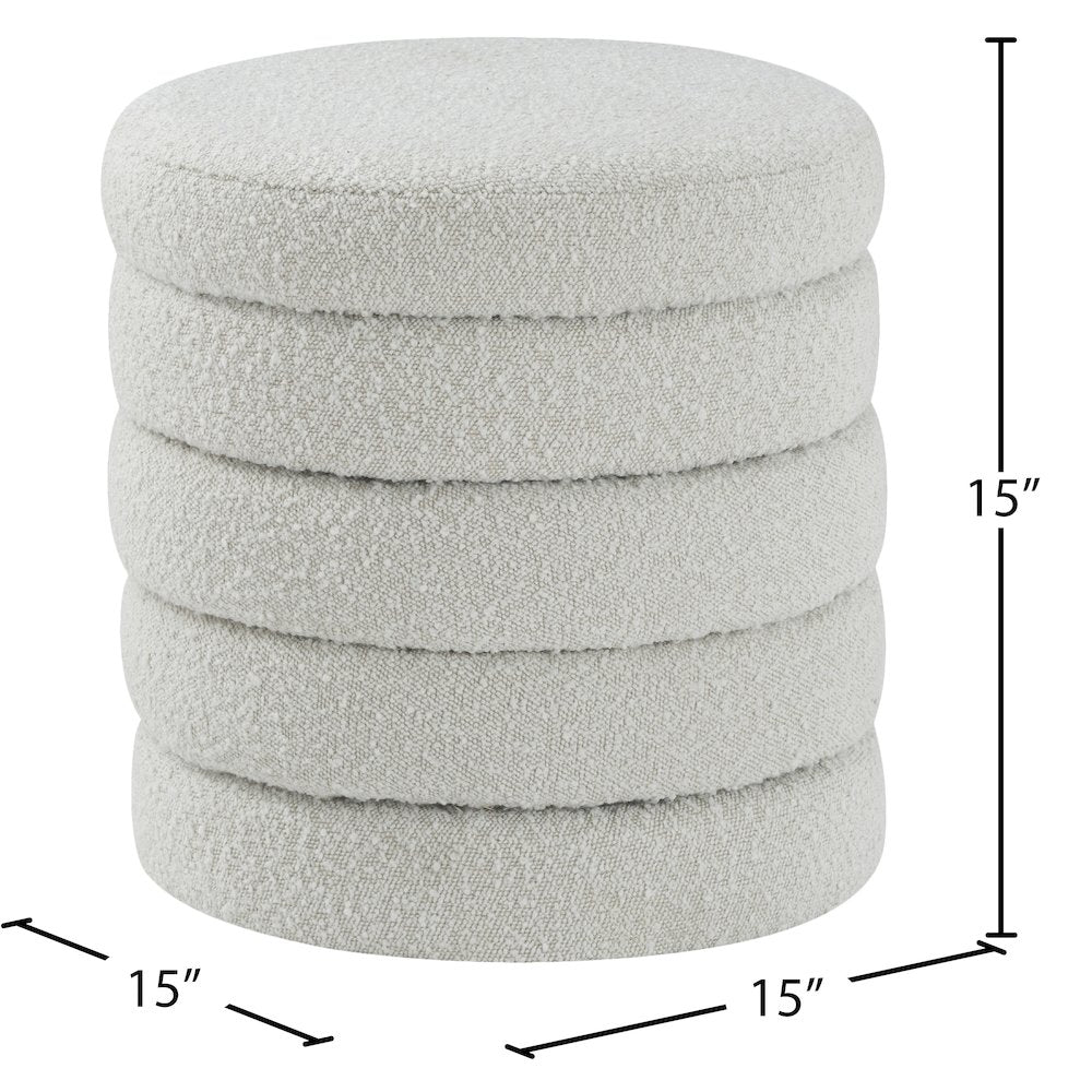 Aphia Cream Boucle Fabric Ottoman/Stool