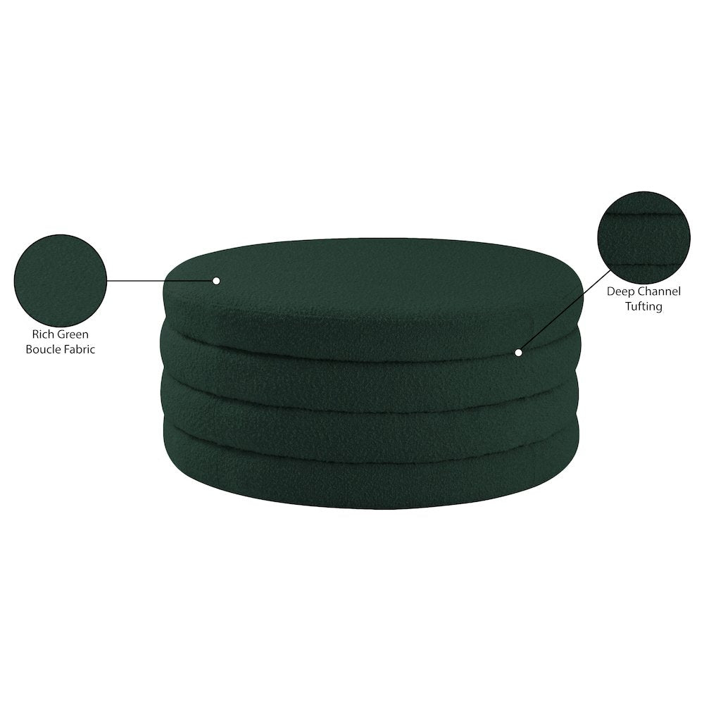 Aphia Green Boucle Fabric Ottoman/Coffee Table