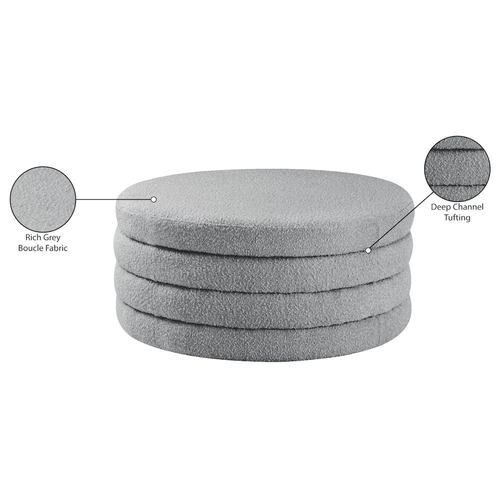 Aphia Grey Boucle Fabric Ottoman/Coffee Table