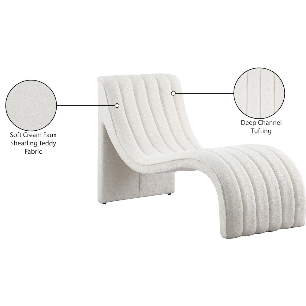 Orian Cream Teddy Fabric Chaise