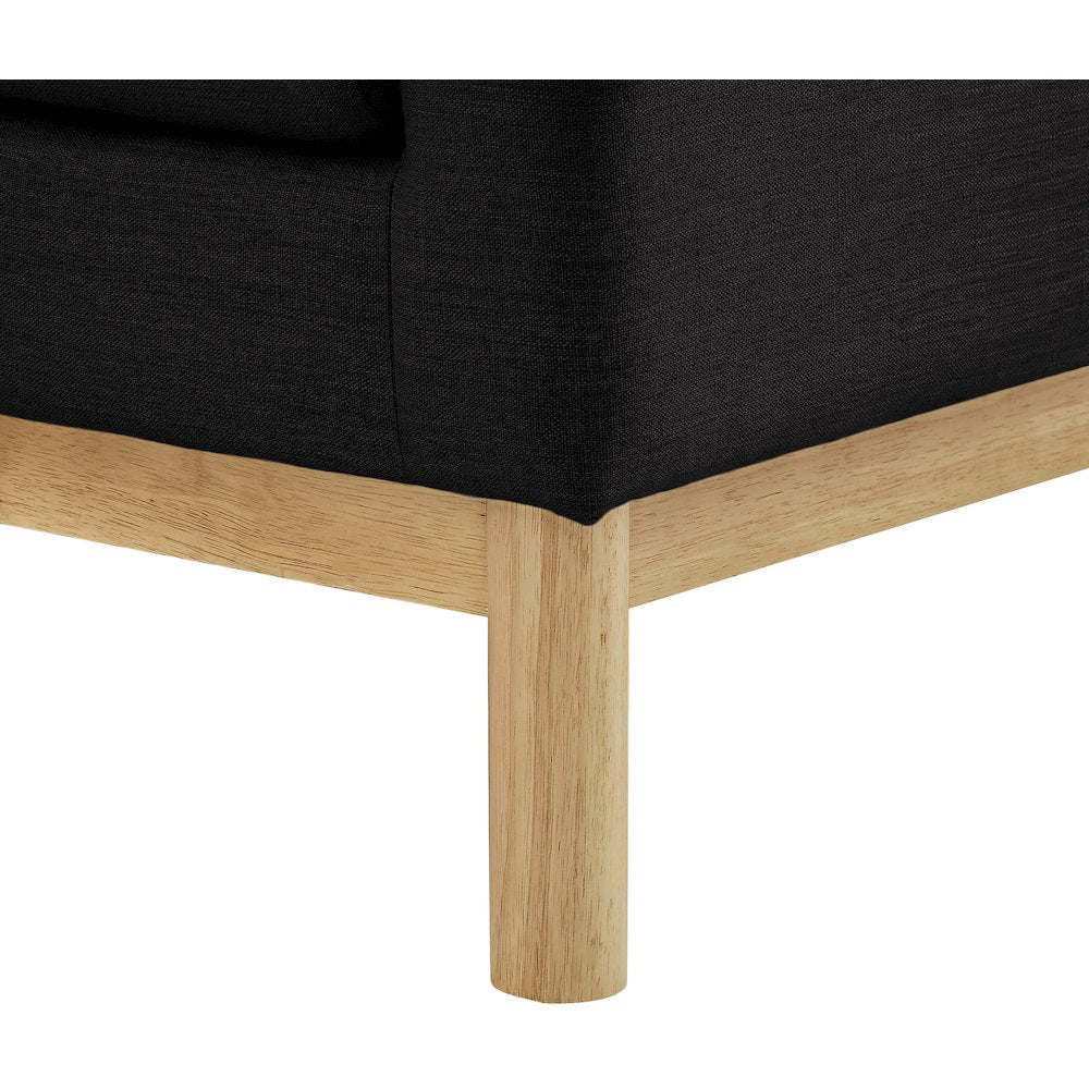 Langham Black Linen Textured Fabric Loveseat