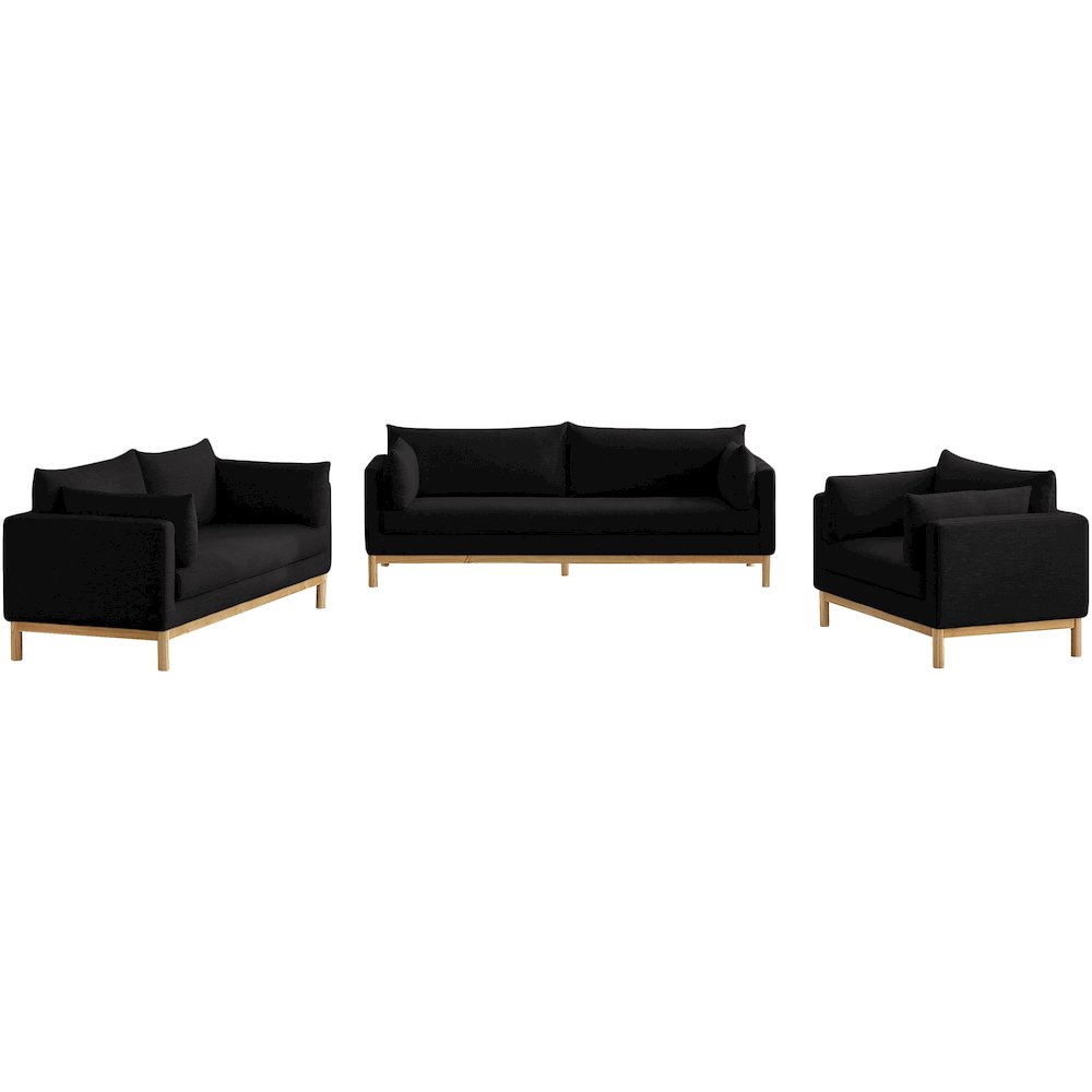 Langham Black Linen Textured Fabric Sofa