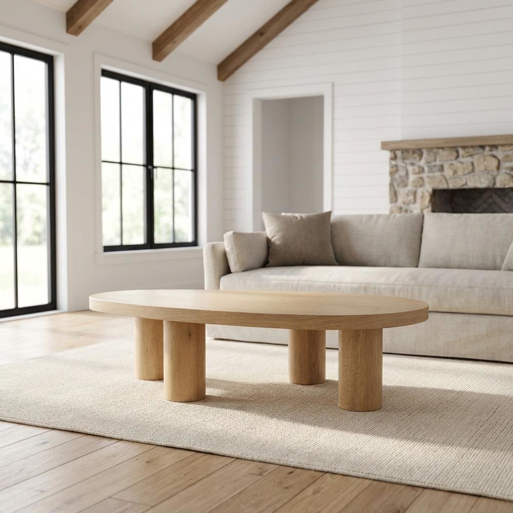 Natural Oak Coffee Table with Art Deco Finish for Modern Living