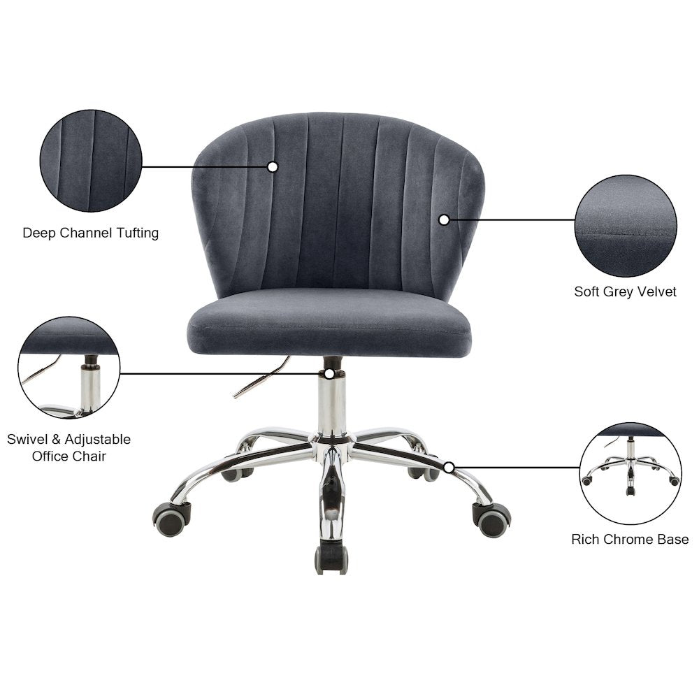 Finley Grey Velvet Office Chair