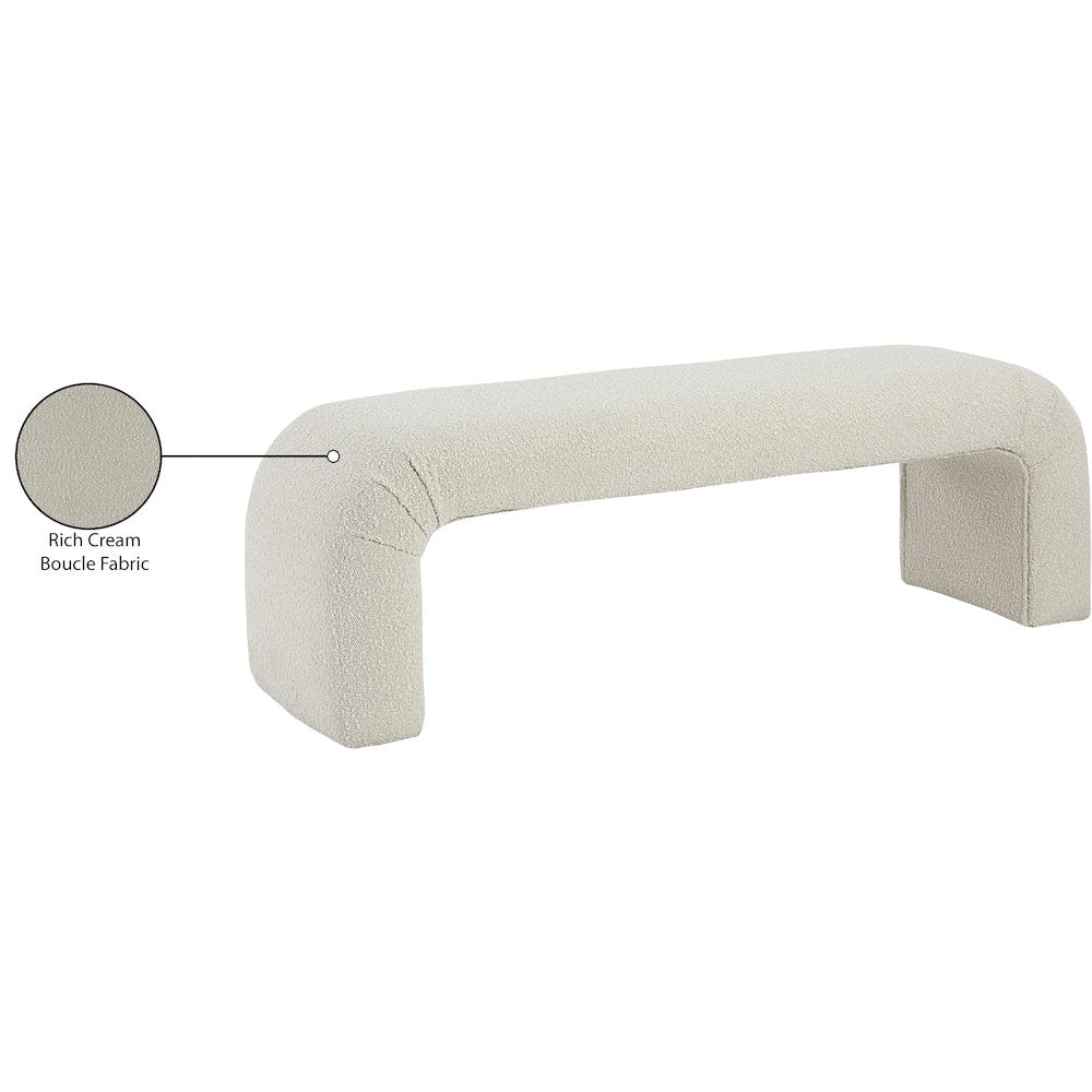 Niagara Cream Boucle Fabric Bench