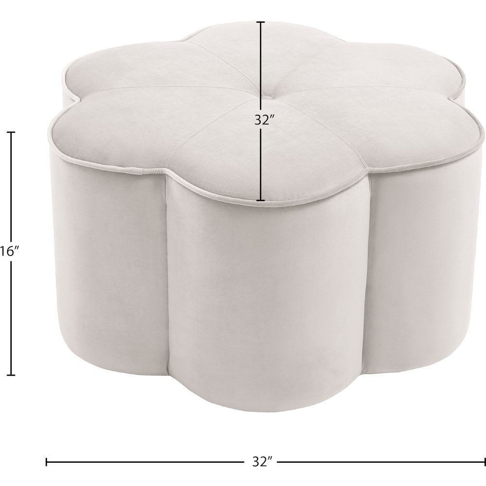 Daisy Cream Velvet Ottoman
