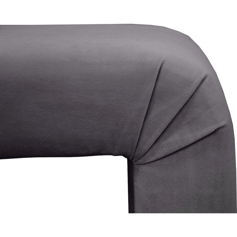 Minimalist Grey Velvet Bench