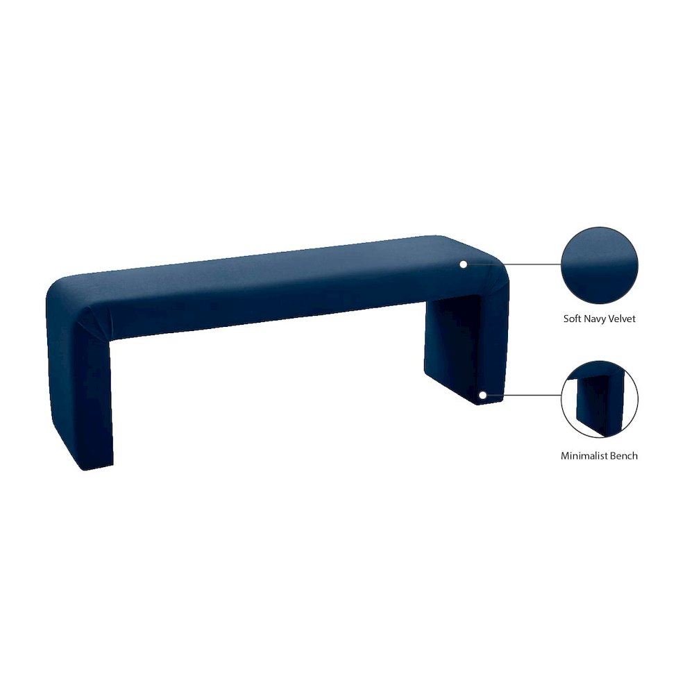 Minimalist Navy Velvet Bench