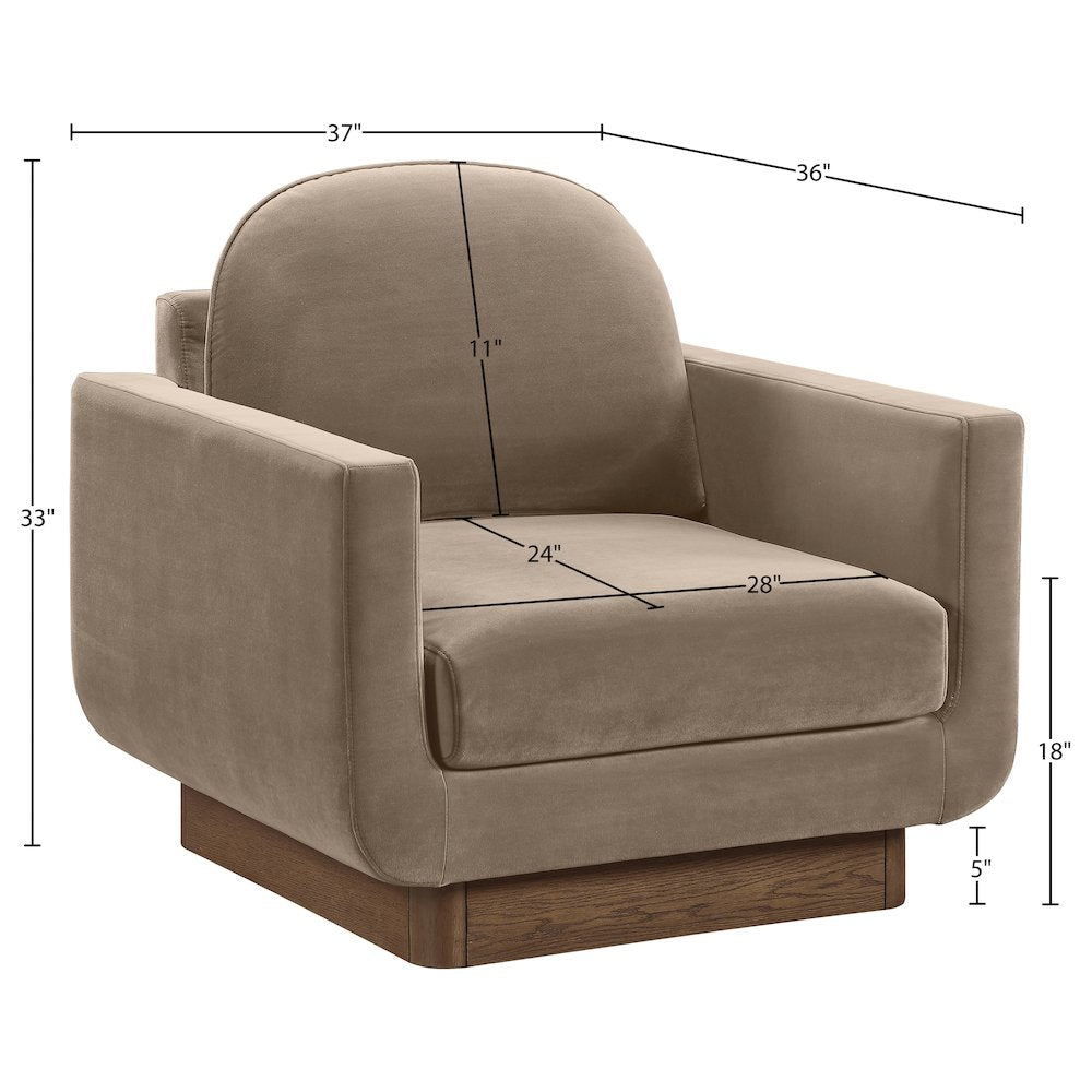 Diviento Taupe Velvet Performance Fabric Upholstered Accent Chair