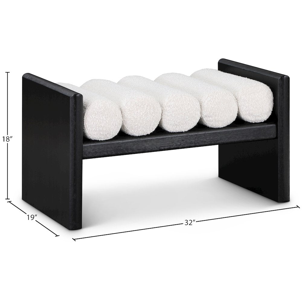 Waverly Cream Boucle Fabric Bench