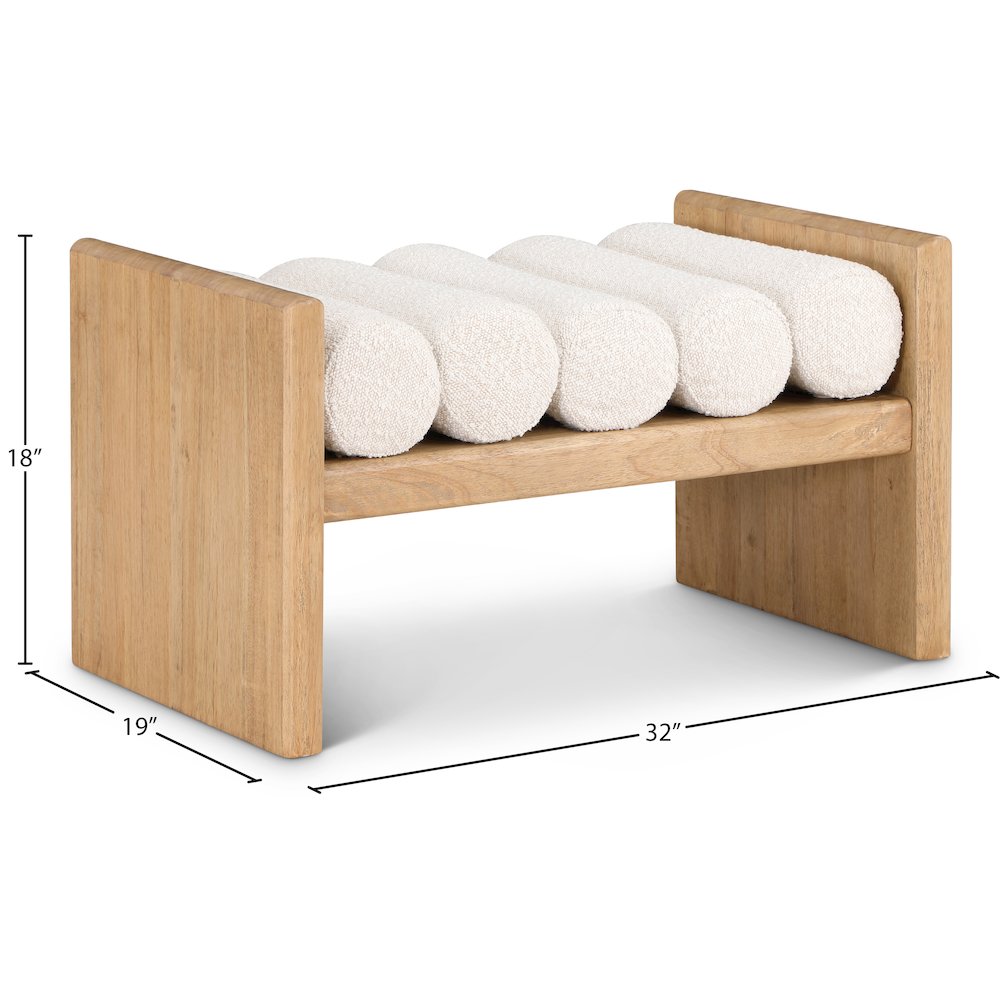 Waverly Cream Boucle Fabric Bench