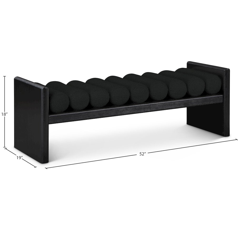 Waverly Black Boucle Fabric Bench