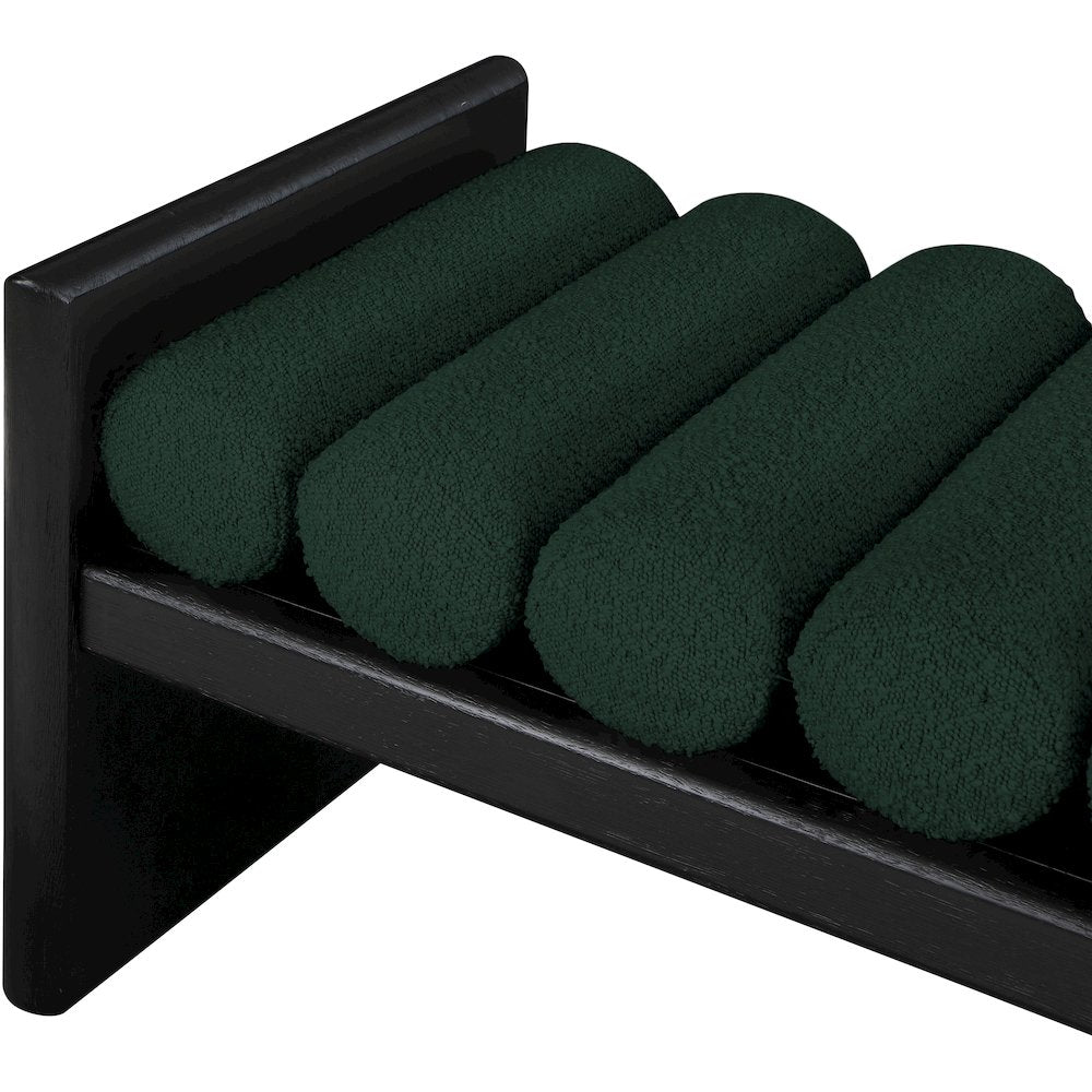 Waverly Green Boucle Fabric Bench